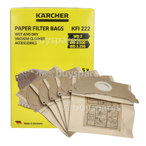 Sacs Filtrants En Papier 2 Couches Pour Aspirateur (Lot De 5) Karcher