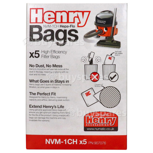 Sacs Aspirateur Filtre Hepaflo 3 &Eacute;paisseurs NVM-1CH ( Paquet De 5 ) Numatic