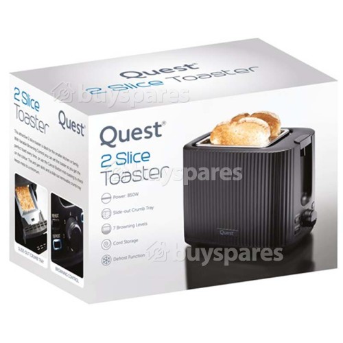 Quest 2-Slice Black Grooved Toaster - 930W