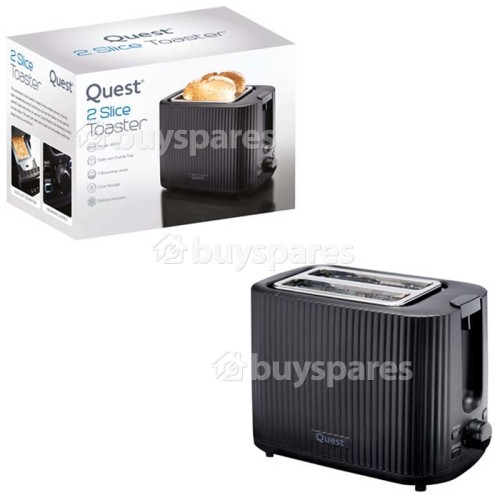 Quest 2-Slice Black Grooved Toaster - 930W