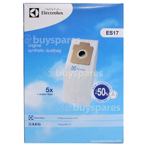 ES17 Kit Sac &Agrave; Poussi&egrave;re Synth&eacute;tique Et Filtre Pour Aspirateur - Pack De 5 Electrolux Group