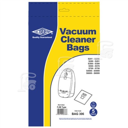 FJM Filter-Flo Synthetische Staubsaugerbeutel (5er Pack Einschl. 2 Zuschneidbaren Filtern) - BAG306