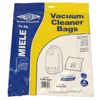 Miele FJM 3D Filter-Flo Synthetic Dust Bags (Pack Of 4 With 2 Cut To Size Filters) - BAG337