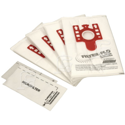 Miele FJM 3D Filter-Flo Synthetic Dust Bags (Pack Of 4 With 2 Cut To Size Filters) - BAG337
