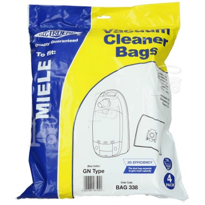 Miele GN 3D Filter-Flo Synthetic Dust Bags (Pack Of 4 With 2 Cut To Size Filters) - BAG338