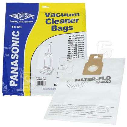 Panasonic BAG356 Sacs &Agrave; Poussi&egrave;re - Synth&eacute;tiques Filtre-Flo Compatibles Panasonic U-20E (Paquet De 5)