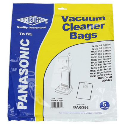 Panasonic BAG356 Sacs &Agrave; Poussi&egrave;re - Synth&eacute;tiques Filtre-Flo Compatibles Panasonic U-20E (Paquet De 5)