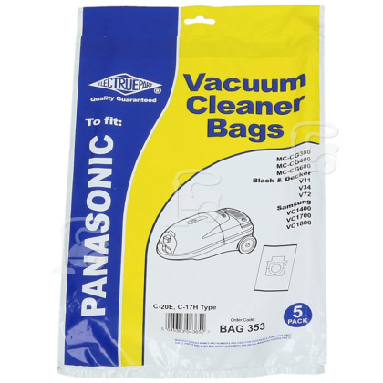 Panasonic Compatible Panasonic C-20E / C-17H Filter-Flo Synthetic Dust Bags (Pack Of 5) - BAG353