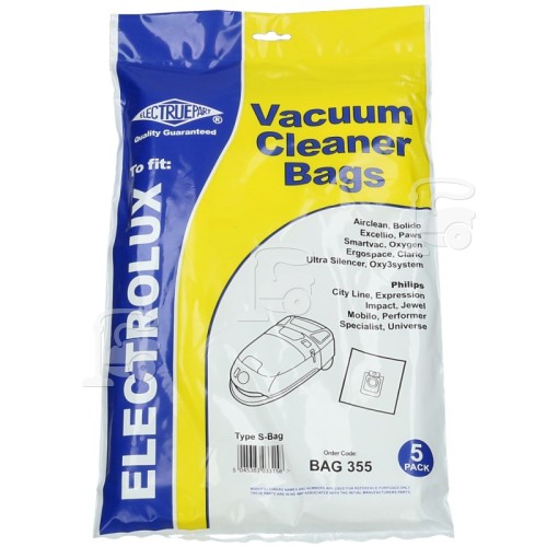 Electrolux S-Bag Classic Filter-Flo Synthetic Dust Bags (Pack Of 5) - BAG355