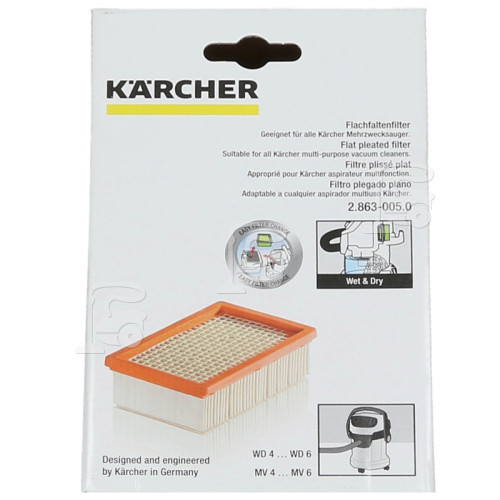 Filtre Plissé Plat D'aspirateur Eau Et Poussière Karcher