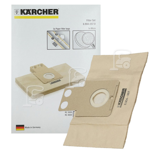 Sacs À Poussière En Papier Et Micro Filtre D'aspirateur Eau Et Poussière (Paquet De 5) Karcher