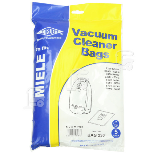 Miele S571 F/J/M FilterFlo Synthetic Dust Bags (Pack Of 5 With 2 Cut