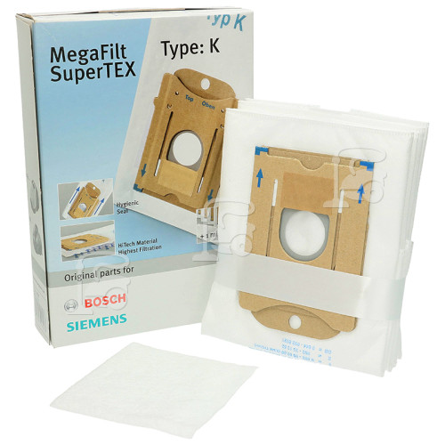 Bosch Typ K MegaFilt SuperTEX Staubsaugerbeutel & Filterset (4er Packung)