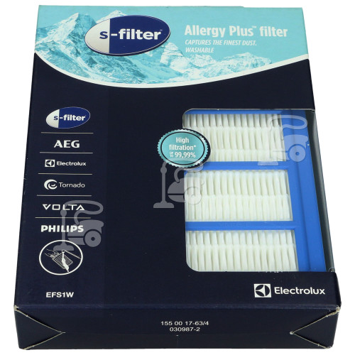 Filtre Lavable Allergy Plus® S-filter® EFS1W Pour Aspirateur Electrolux