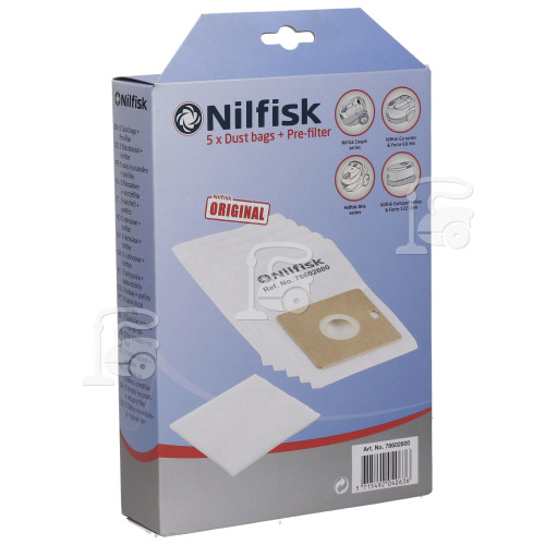 Nilfisk Paper Dust Bag & Filter Pack (Pack Of 5)