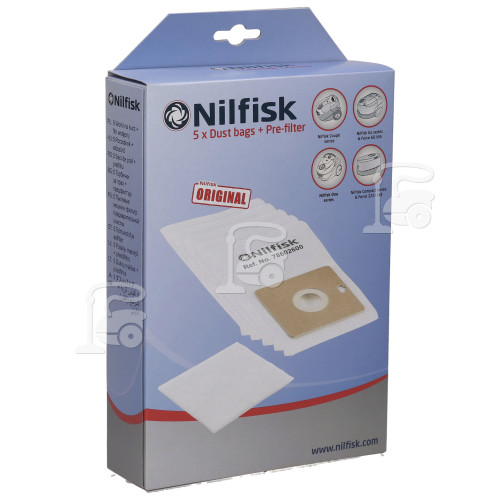 Sacs À Poussière En Papier Et Filtre Pour Aspirateur ( Paquet De 5 Sacs + 1 Filtre ) Nilfisk