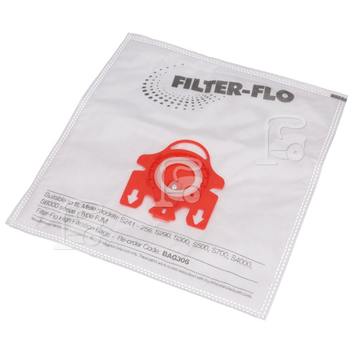 Miele FJM Filter-Flo Synthetic Dust Bags (Pack Of 5 With 2 Cut To Size Filters) - BAG306