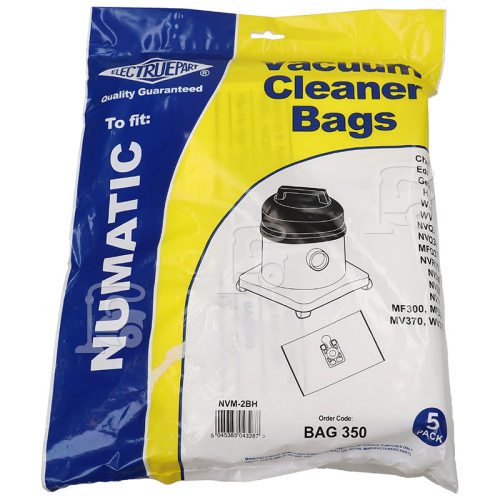 Numatic WV380-2 Compatible Numatic NVM-2BH Filter-Flo Synthetic Dust Bags (Pack Of 5) - BAG350