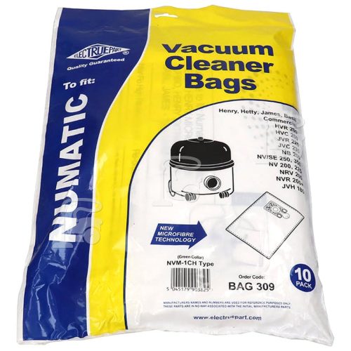 Numatic Compatible NVM-1CH Filter-Flo Synthetic Dust Bags (Pack Of 10) - BAG309