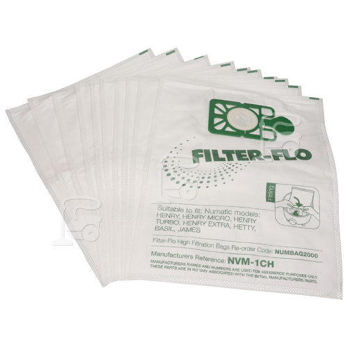 Numatic Compatible NVM-1CH Filter-Flo Synthetic Dust Bags (Pack Of 10)