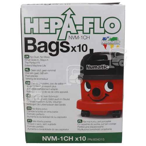 Numatic AVQ250 10 NVM-1CH Hepaflo Bags Mastercarton