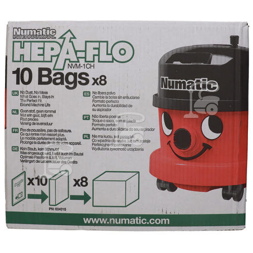 Numatic 10 NVM-1CH Hepaflo Bags Mastercarton