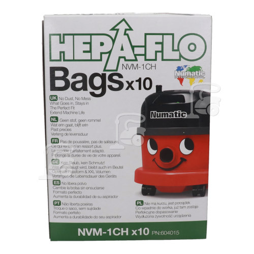 Numatic HETTY SPRAY MOP HM40 NVM-1CH 3 Layer Hepaflo Filter Dust Bag (Pack Of 10)