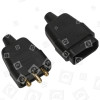 10A 3 Pin Connector Rubberised - Black Wellco