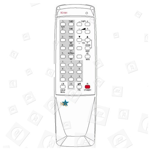 Obsolete. RC1901/HQ: Remote Conrad CTV1430/1488 Hinari CT19 Akura Emerson Tvcosd Formenti FA2125 Funai TV1400 Remotes