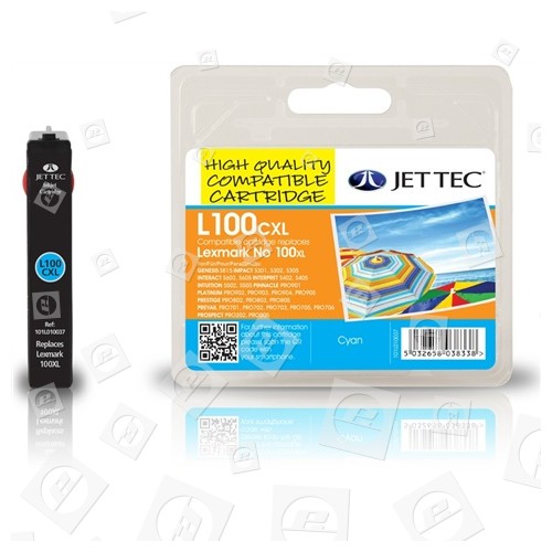 Cartouche D'encre Cyan Compatible Avec Lexmark 100XL - 14N1069E Jettec