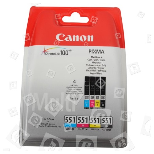 Multipacco-nero / Ciano / Magenta / Giallo 6509B009 Originale CLI-551BCMY Canon