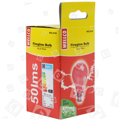 Bombilla Roja 60W BC (B22D) GLS Wellco