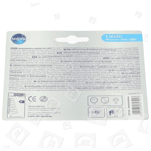 Algor 1W SES (E14) Kühl Gefrierschrank Glühbirne Algor 1W SES (E14) Kühl Gefrierschrank Glühbirne