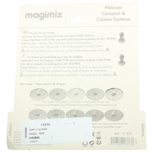 Magimix Food Processor Julienne Cutter Disc