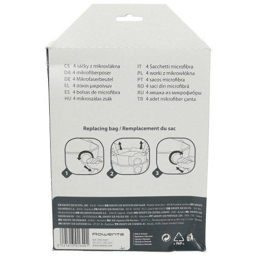 Tefal Vacuum Cleaner ZR816 Paper Dust Bags - Pack Of 5