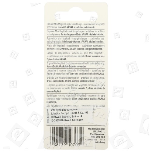 Ampoules De Rechange Pour Lampes De Poche À 2 Piles AA Mag-lite