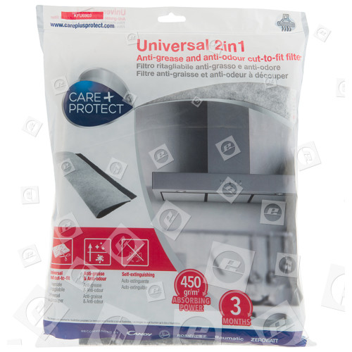 Filtro 2 En 1 Anti Grasa Y Olor Universal De Campana Extractora - Cortar A La Medida Care+Protect