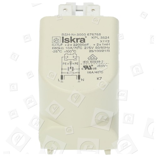 Filtro Antidisturbo Della Lavatrice - Iskra KPL3524 (BSH-NR 9000 676768) KAD62S21/01 Bosch