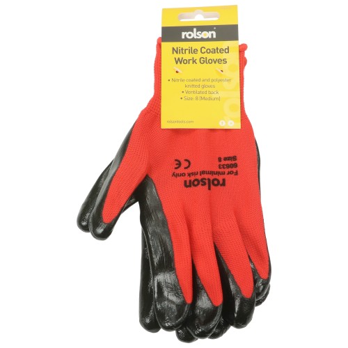 Rolson Nitrile Coated Work Gloves - Medium