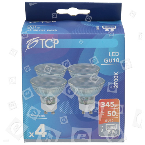 Bombilla Dicroica LED No Atenuable - Blanco Cálido - Equivalente 50W - 5W GU10 - Pack De 4 TCP