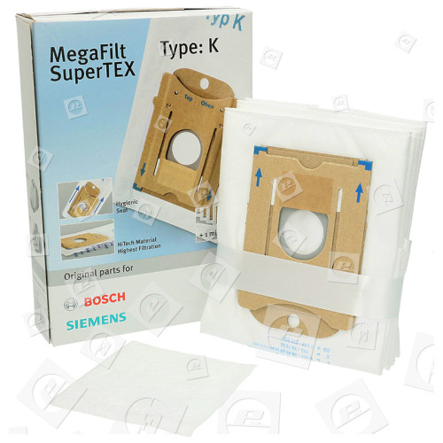 Kit Sacchetto Per La Polvere E Filtro Dell'aspirapolvere - MegaFilt SuperTEX Tipo K (confezione Da 4) SUPERVS5/00 Bosch