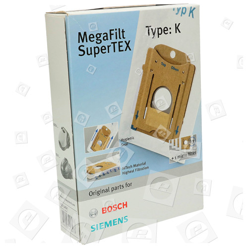 Kit Sacchetto Per La Polvere E Filtro Dell'aspirapolvere - MegaFilt SuperTEX Tipo K (confezione Da 4) SUPERVS5/00 Bosch