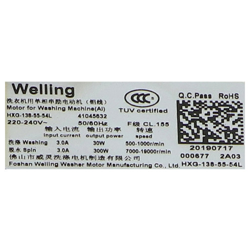 Motore Della Lavatrice - Welling HXG-138-55-54L Haier