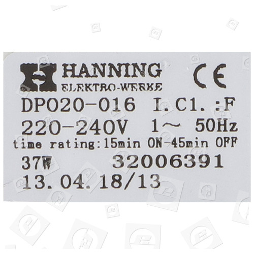 Panasonic Waschmaschinen-Ablaufpumpe Kpl. : Hanning DP020-016 37W