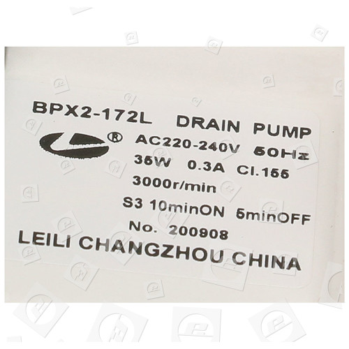 Pompa Di Scarico Della Lavatrice (senza Aletta) Alloggiamento Corto - Leili Changzhou BPX2-172L 35W 220-240V 3000RPM 0. 3A Compatibile Con Askoll M326 O Plaset 56835 O Hanyu B20-6A02