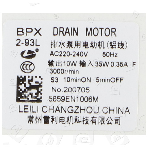LG Waschmaschinen-Ablaufpumpe Kpl. : Leili Changzhou BPX2-93L 35W