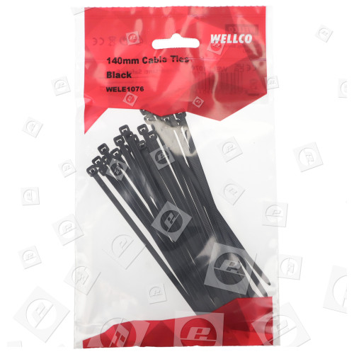 Pack Of 25 140mm Cable Ties - Black Wellco