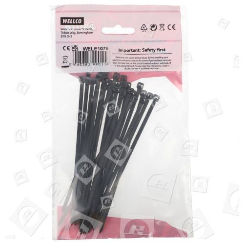 Pack Of 25 140mm Cable Ties - Black Wellco