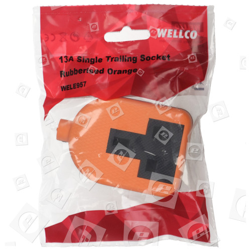 13A Single Trailing Socket Rubberised - Orange Wellco