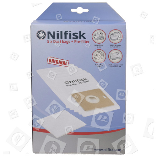 Sacs À Poussière En Papier Et Filtre Pour Aspirateur ( Paquet De 5 Sacs + 1 Filtre ) Nilfisk